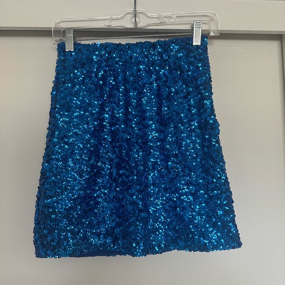 Isea Long Sequined Skirt Blue